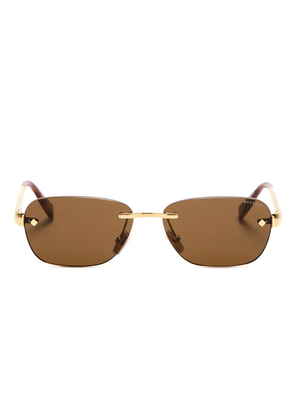 Bvlgari Rimless Sunglasses In Gold