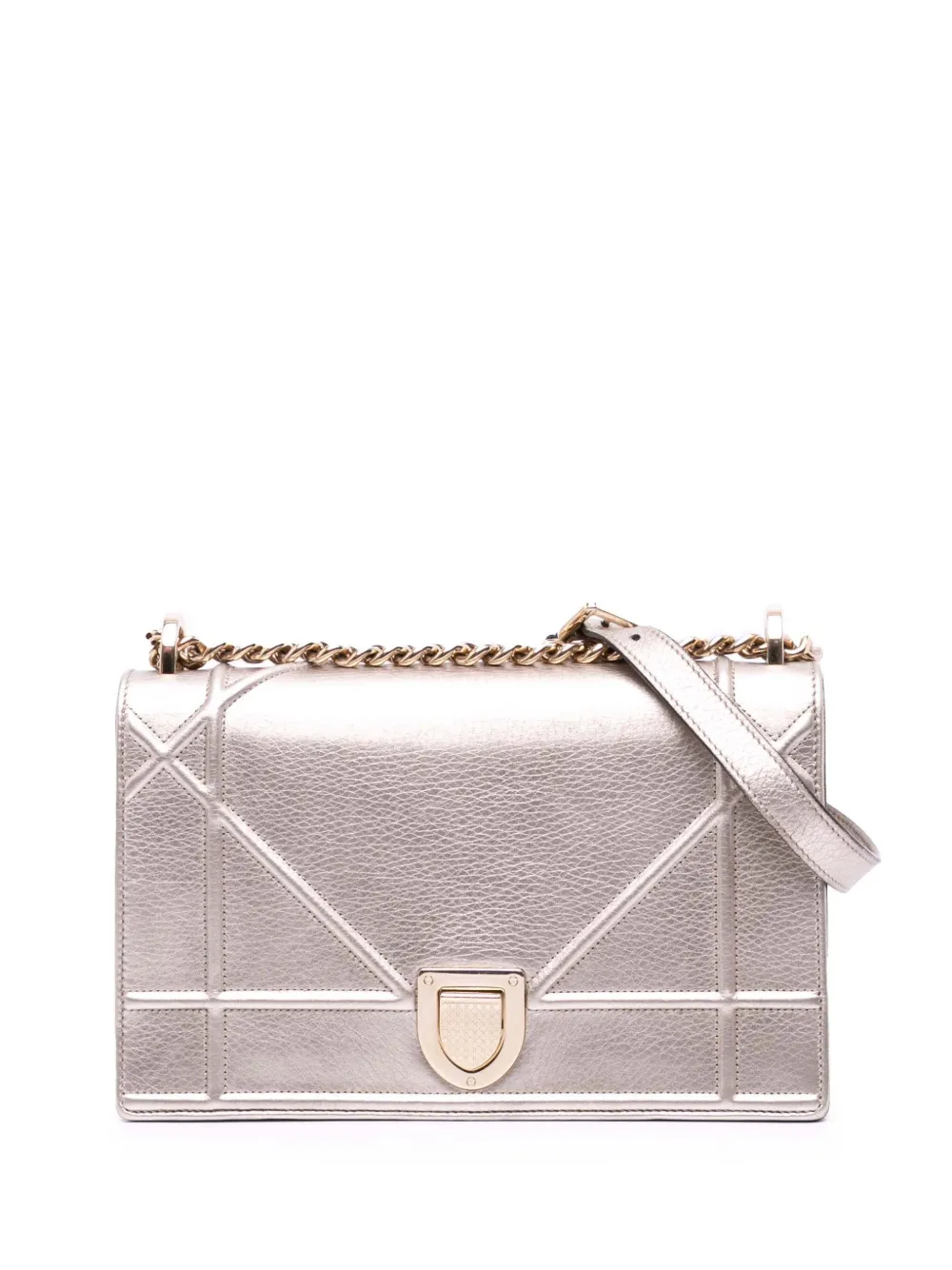 Christian Dior Pre-Owned 2017 ミディアム メタリック グレインカーフ ディオラマ フラップ ショルダーバッグ Christian Dior Pre-Owned 2017 ミディアム メタリック グレインカーフ ディオラマ フラップ ショルダーバッグ