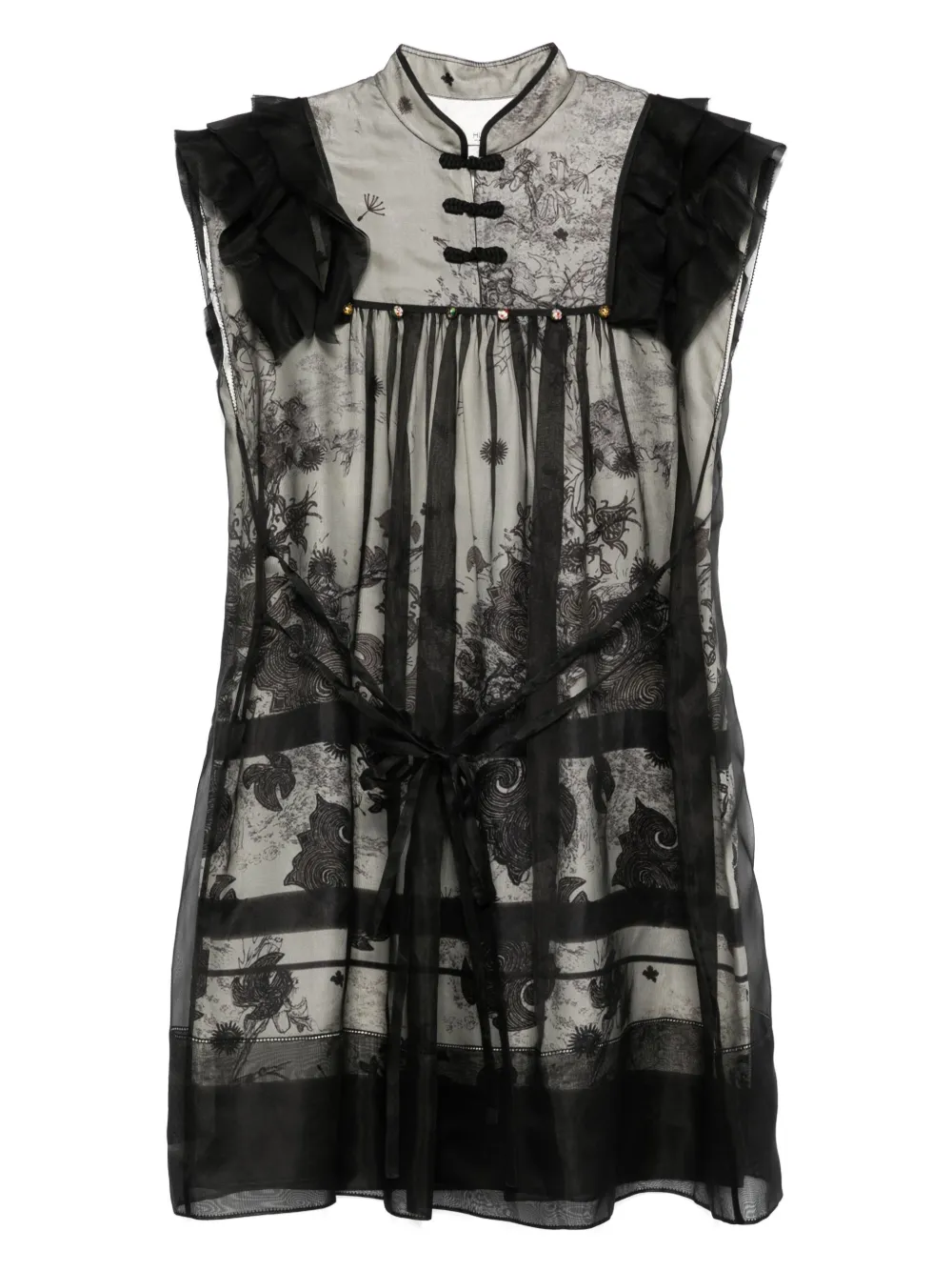 patterned-jacquard mini dress