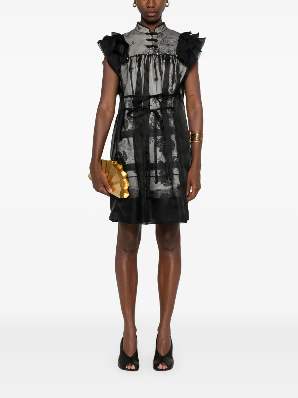 HUI MILANO patterned-jacquard mini dress - Zwart