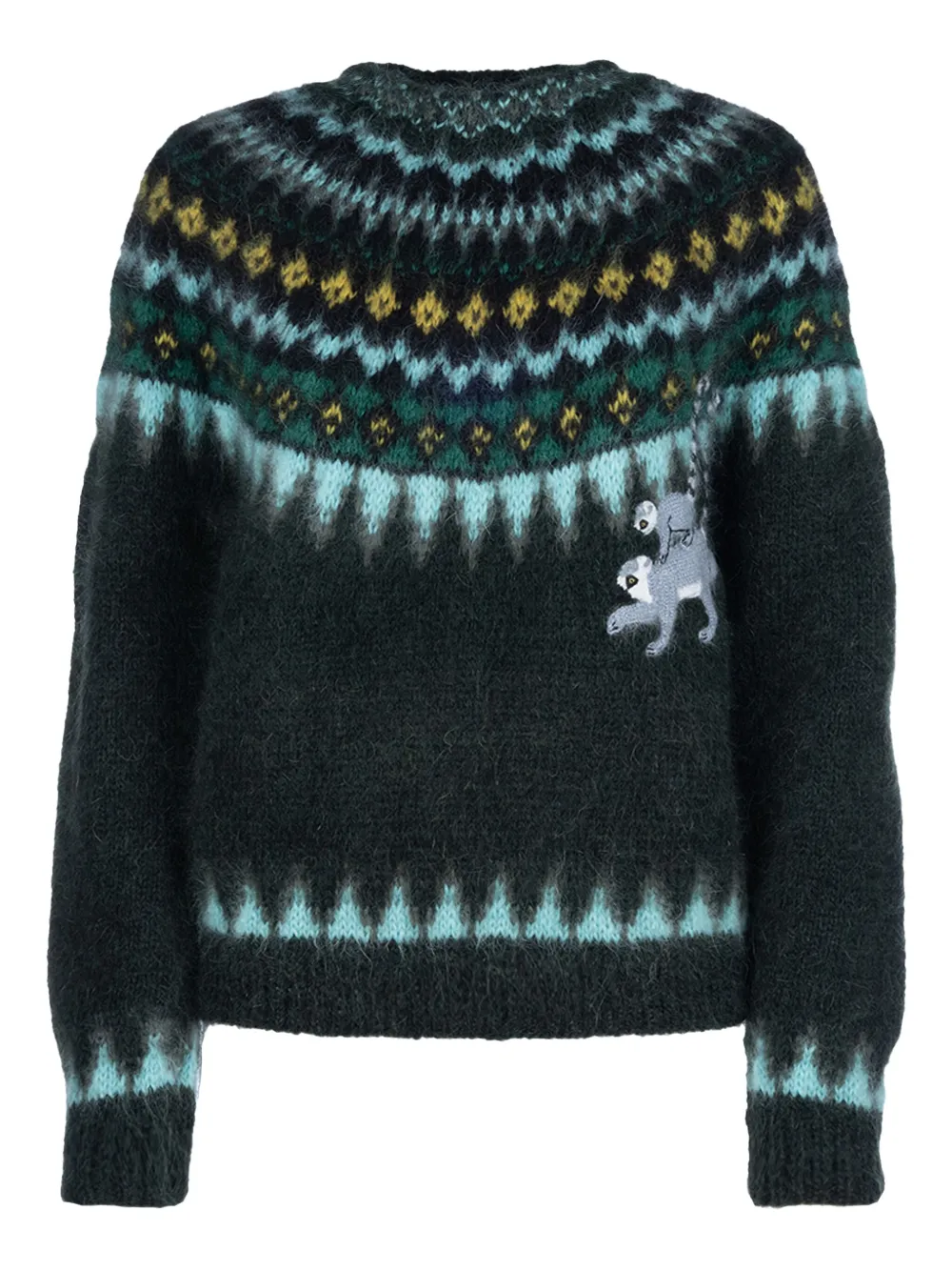 LOEWE mohair lemur-embroidered sweater Groen