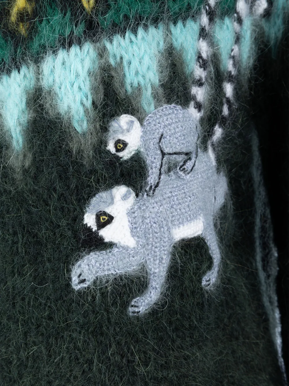 LOEWE mohair lemur-embroidered sweater Groen