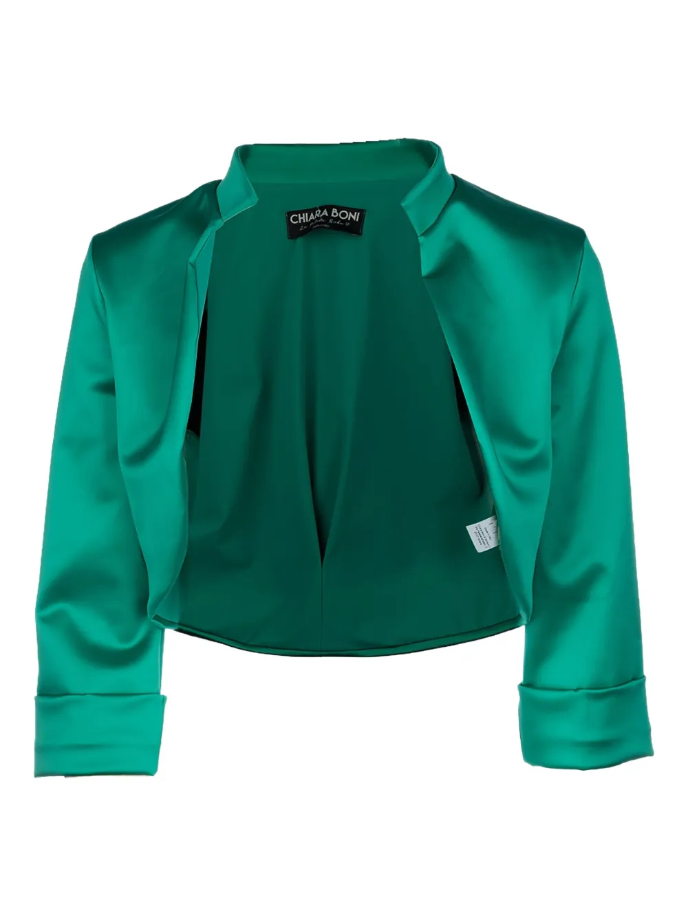 Chiara Boni La Petite Robe Satin Bolero Cropped Jacket In Green