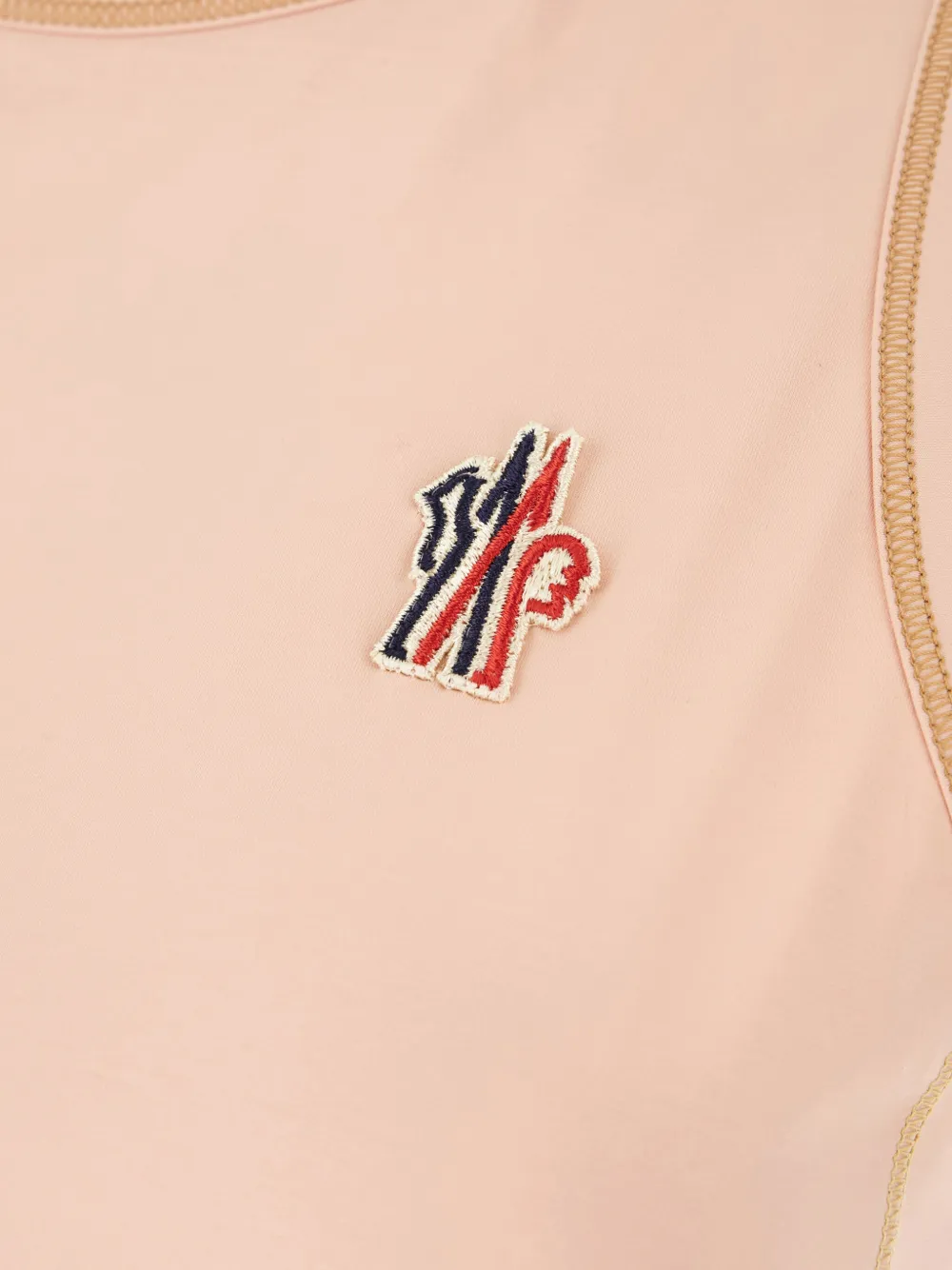 Moncler Sleeveless Round Neck Top With Contrast Stitching In Pink