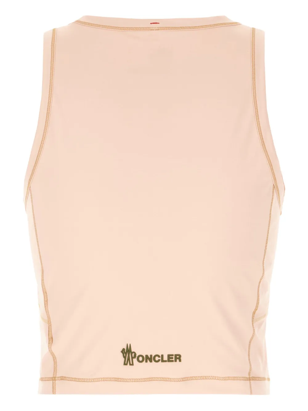 Moncler Sleeveless Round Neck Top With Contrast Stitching In Pink