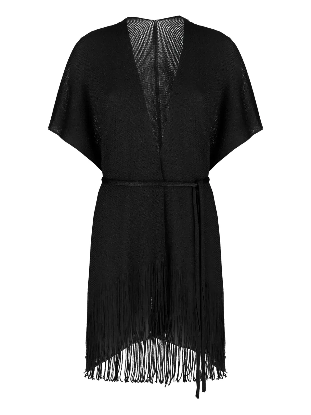 Sundek Fringe Crochet Mini Robe In Black