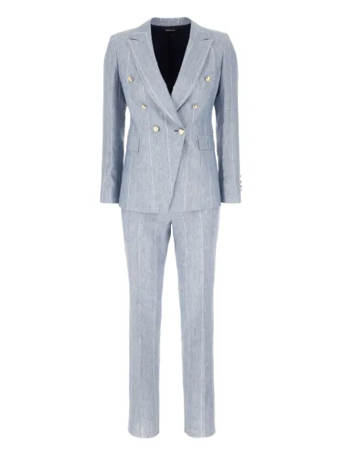 COLAMARINO pinstripe double-breasted linen suit