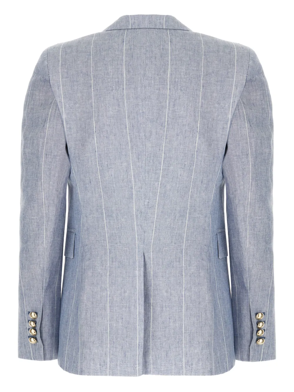 Colamarino Pinstripe Double-breasted Linen Suit In Blue