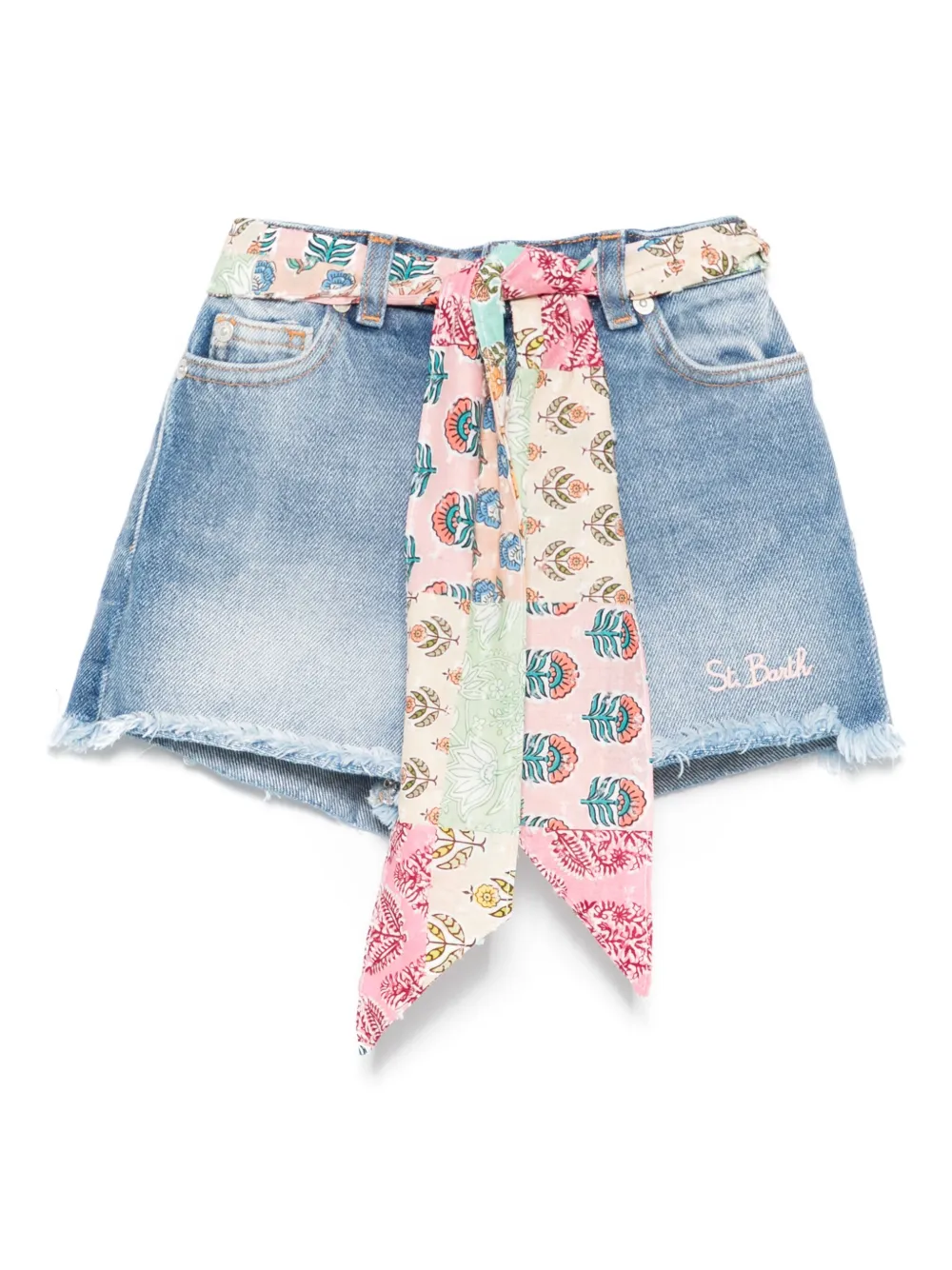 MC2 Saint Barth Kids Spijkershorts met sjaaldetail Blauw