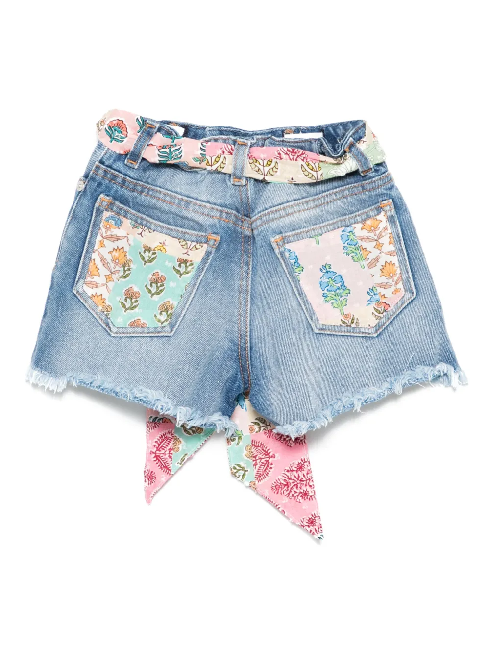 MC2 Saint Barth Kids scarf-detail denim shorts | Girls Denim Shorts | Image 2