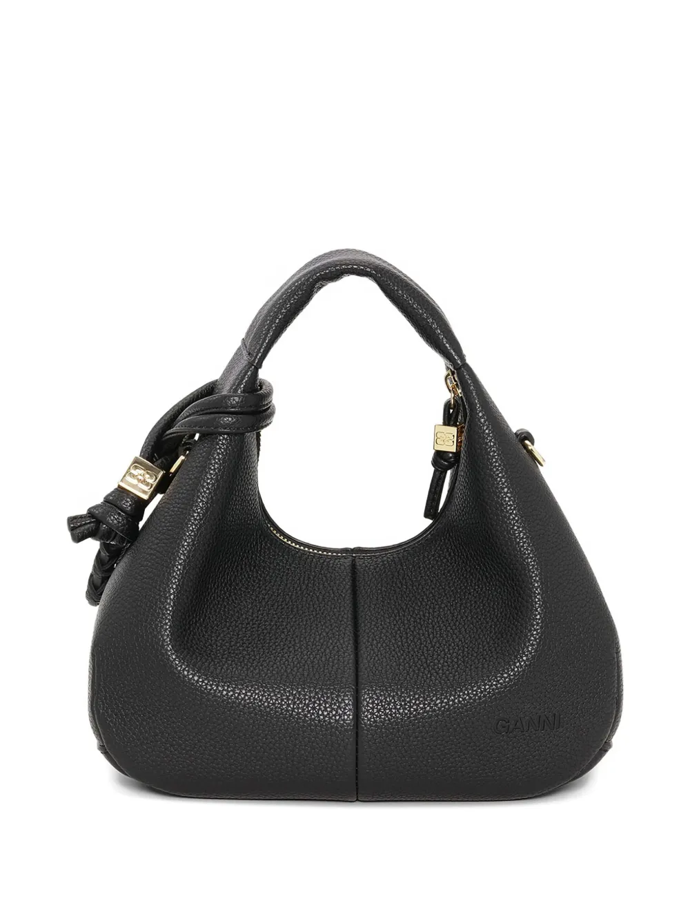GANNI Leren mini-shopper met textuur - Zwart