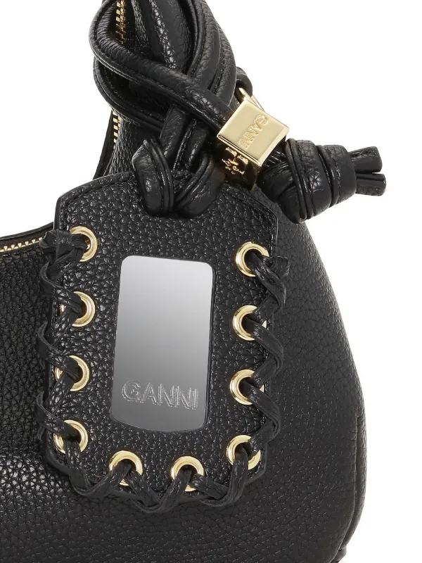 GANNI テクスチャードレザーハンドバッグ ミニ | ブラック