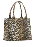 GANNI leopard-print canvas tote bag - Neutrals