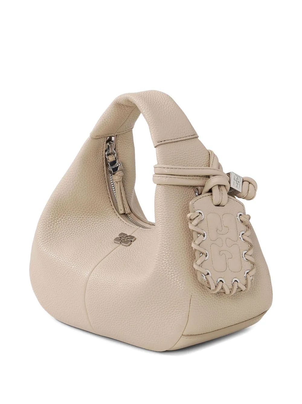 GANNI Leren mini-shopper met textuur Beige
