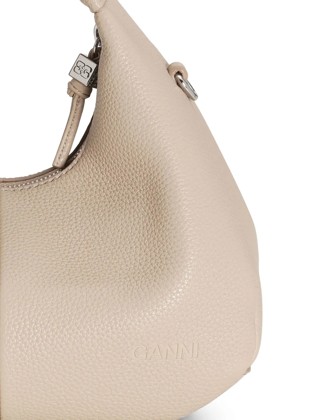GANNI Leren mini-shopper met textuur Beige