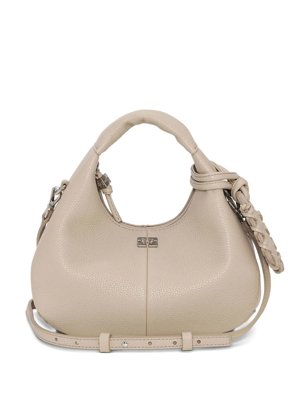 GANNI Leren mini-shopper met textuur Beige
