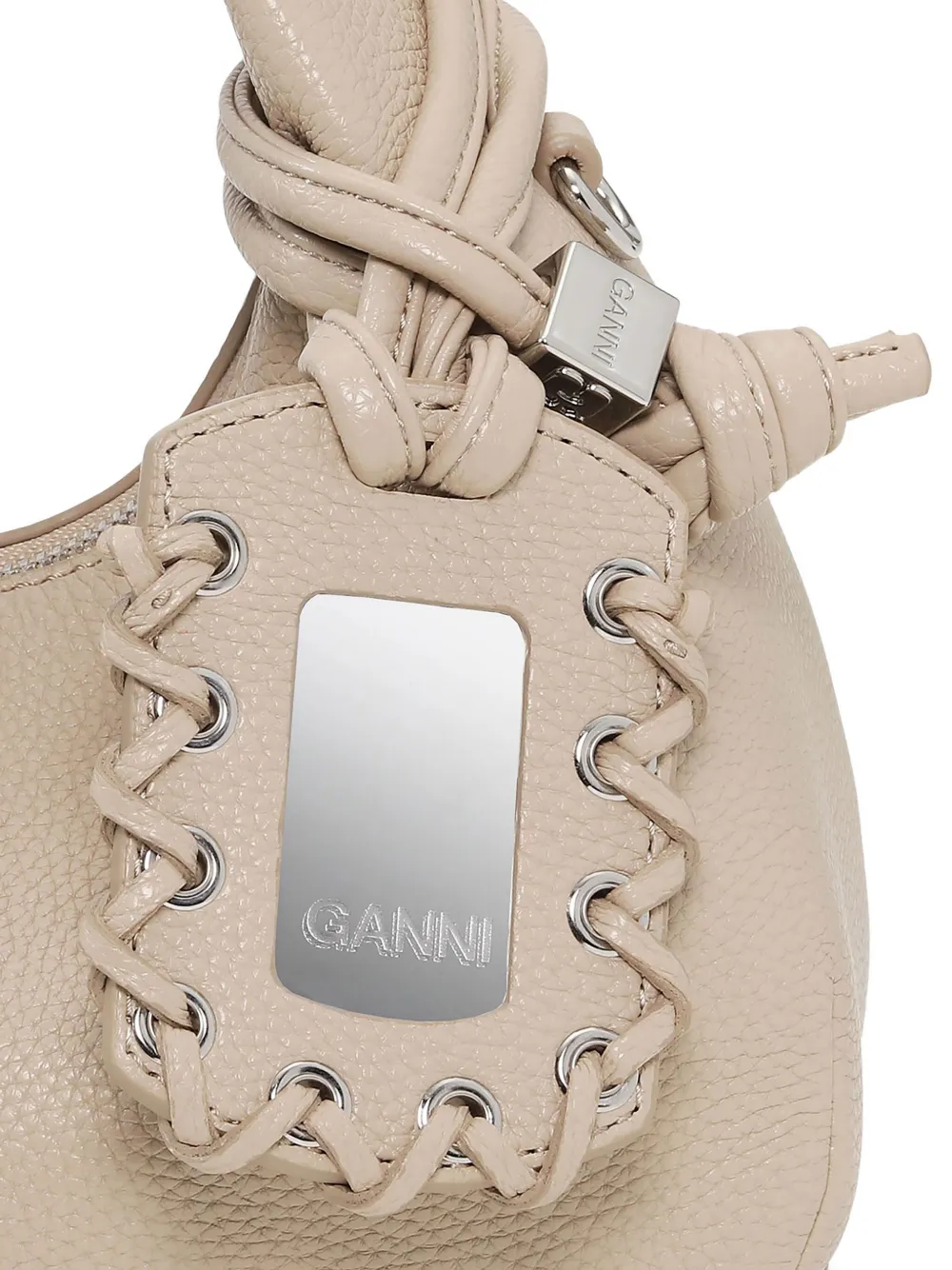 GANNI Leren mini-shopper met textuur Beige