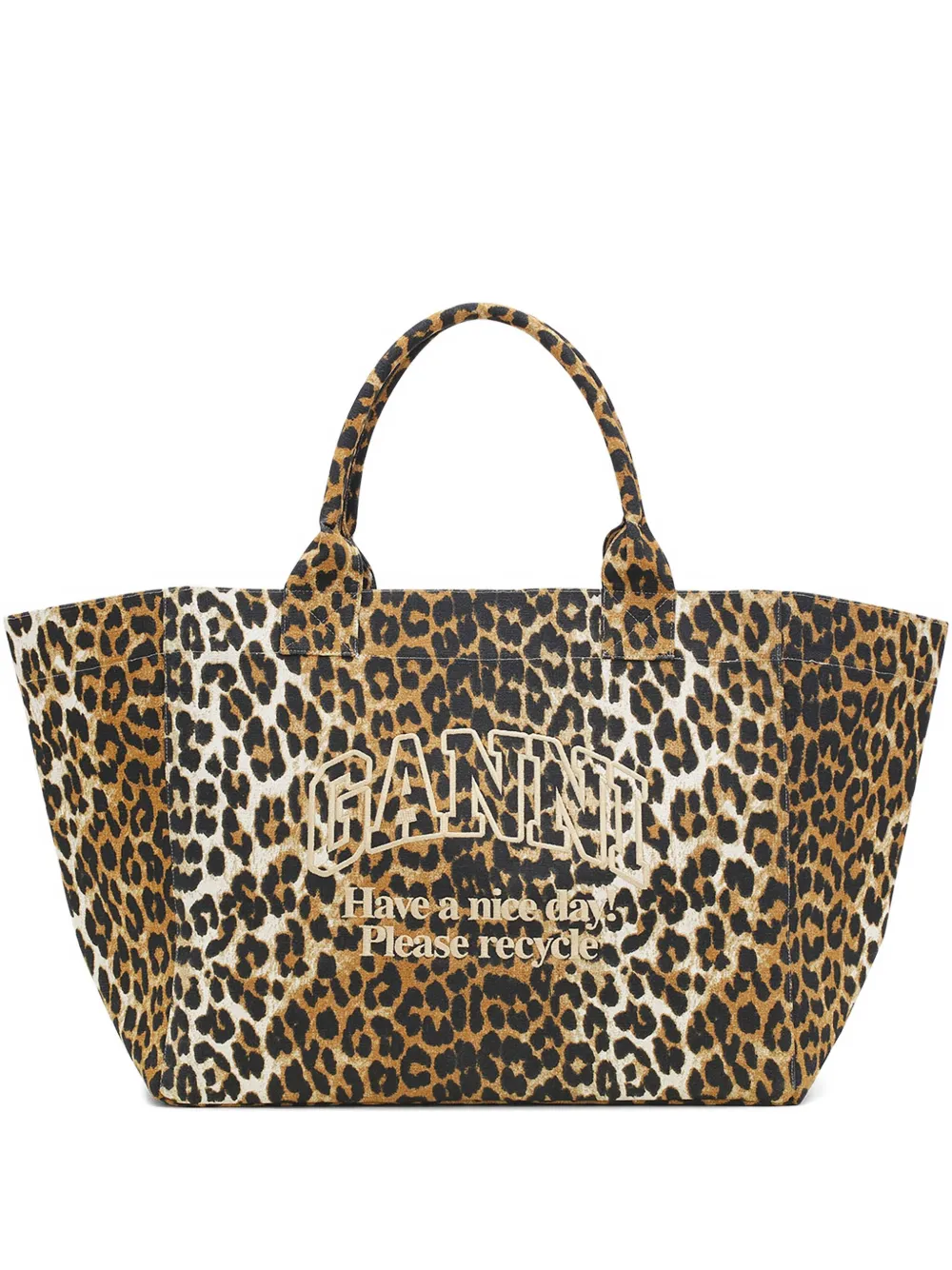 GANNI Shopper met luipaardprint Beige
