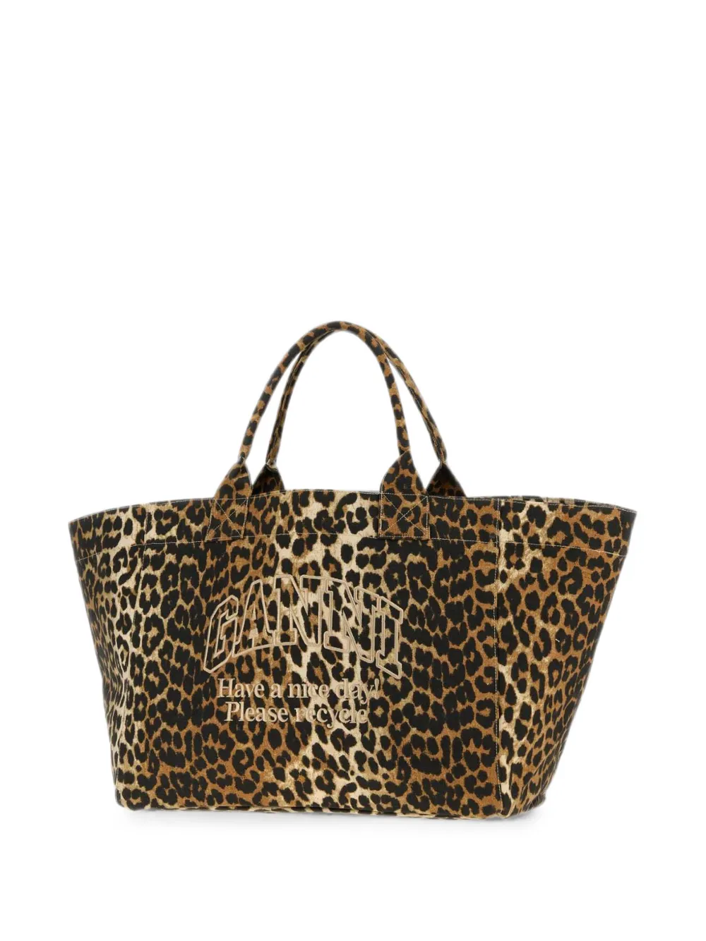 GANNI XXL shopper met luipaardprint Beige