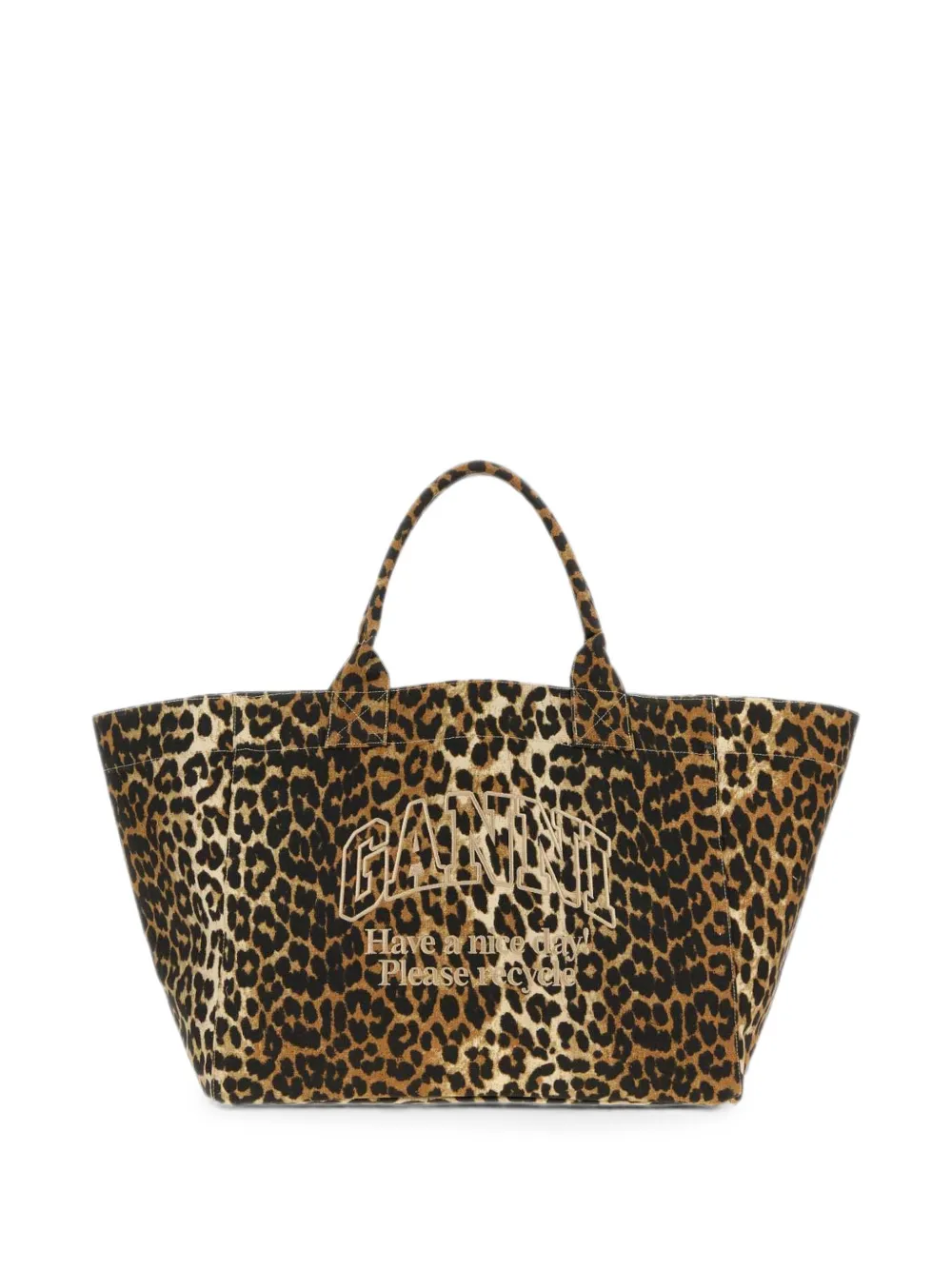 GANNI XXL shopper met luipaardprint Beige