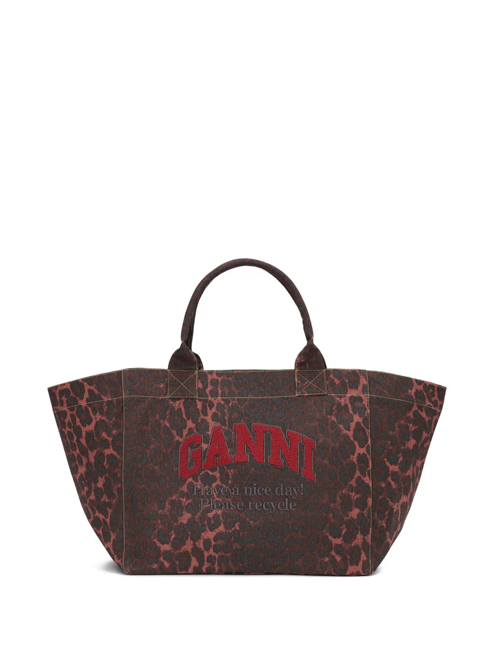 GANNI Shopper met luipaardprint Bruin