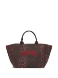 GANNI leopard-print canvas tote bag - Brown