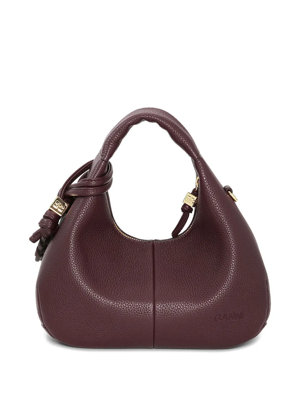 GANNI Leren mini-shopper met textuur - Bruin