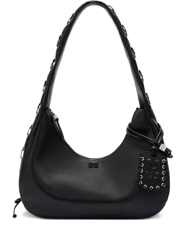 Ganni Black Medium Laces Shoulder Bag