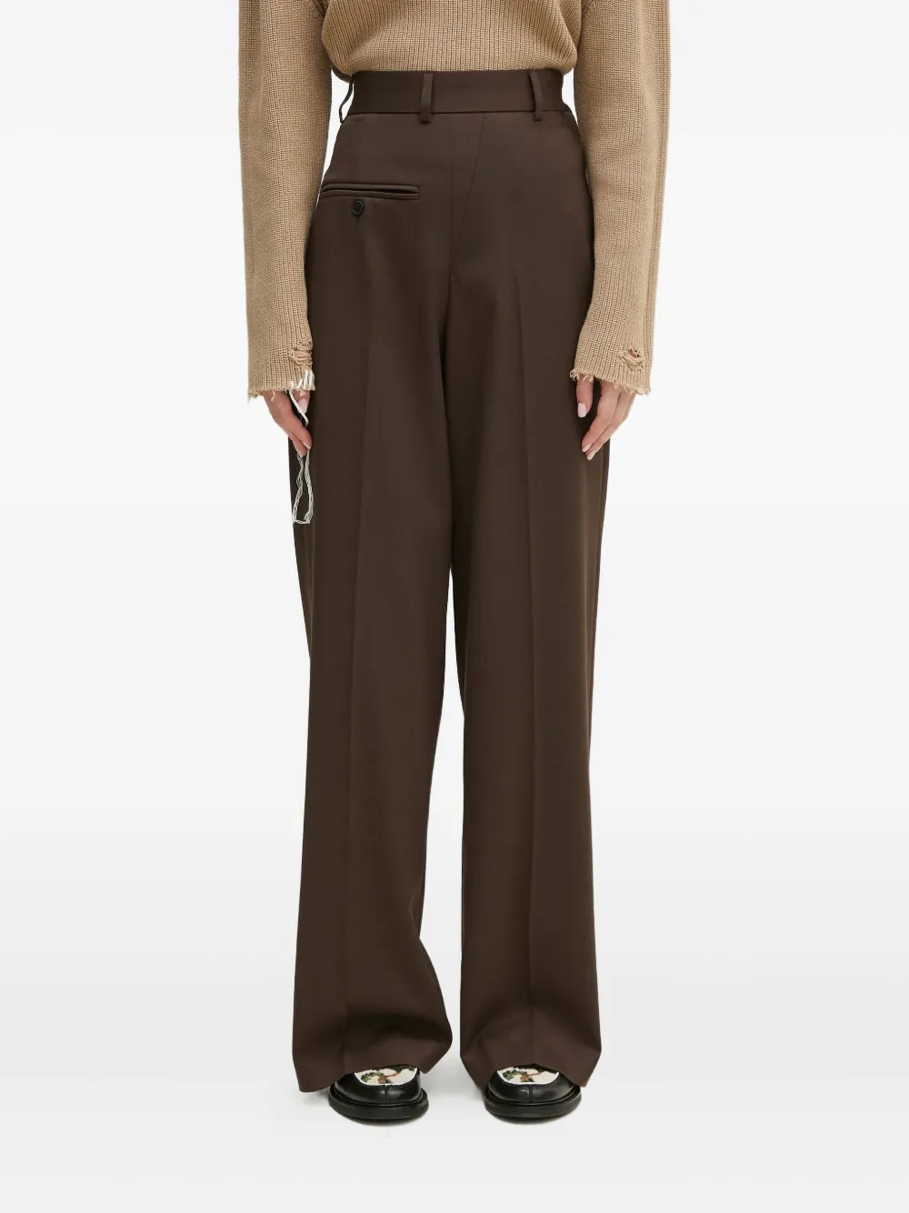 MM6 Maison Margiela Broek met geplooid detail Bruin