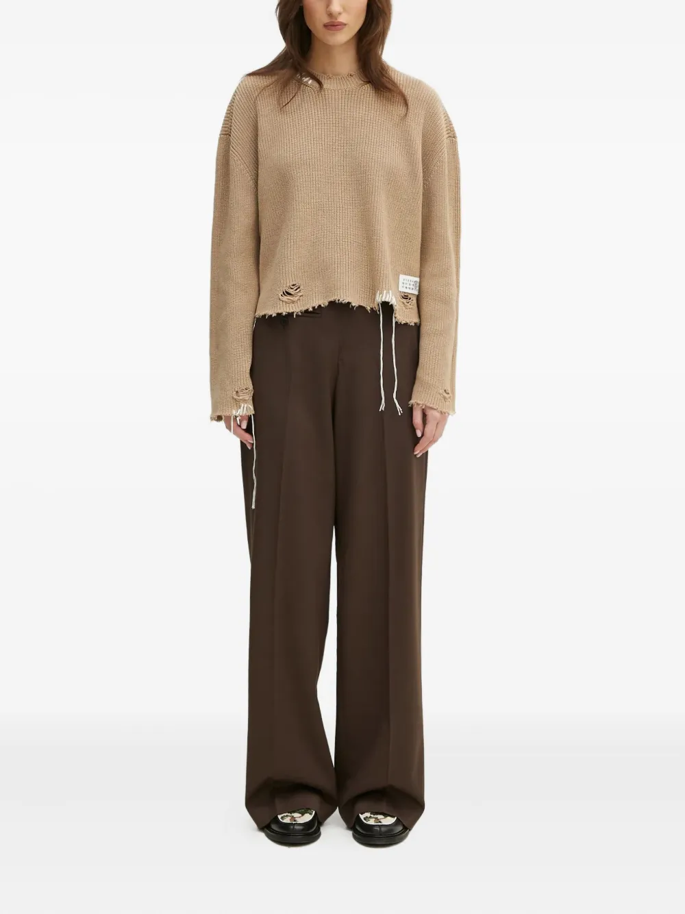 MM6 Maison Margiela Broek met geplooid detail - Bruin