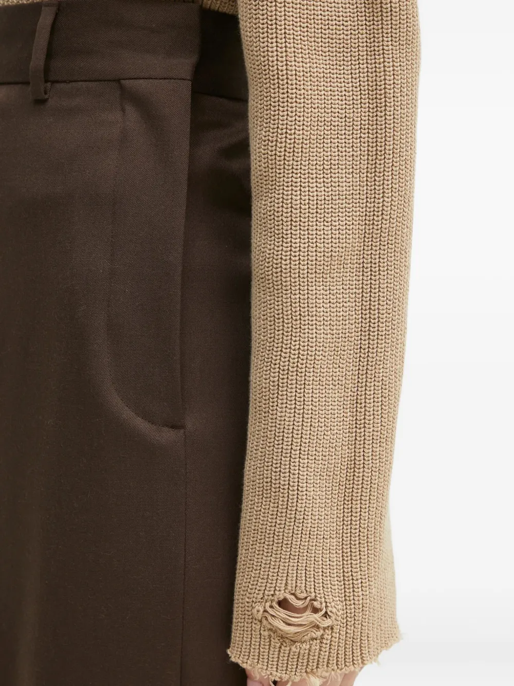 MM6 Maison Margiela Broek met geplooid detail Bruin