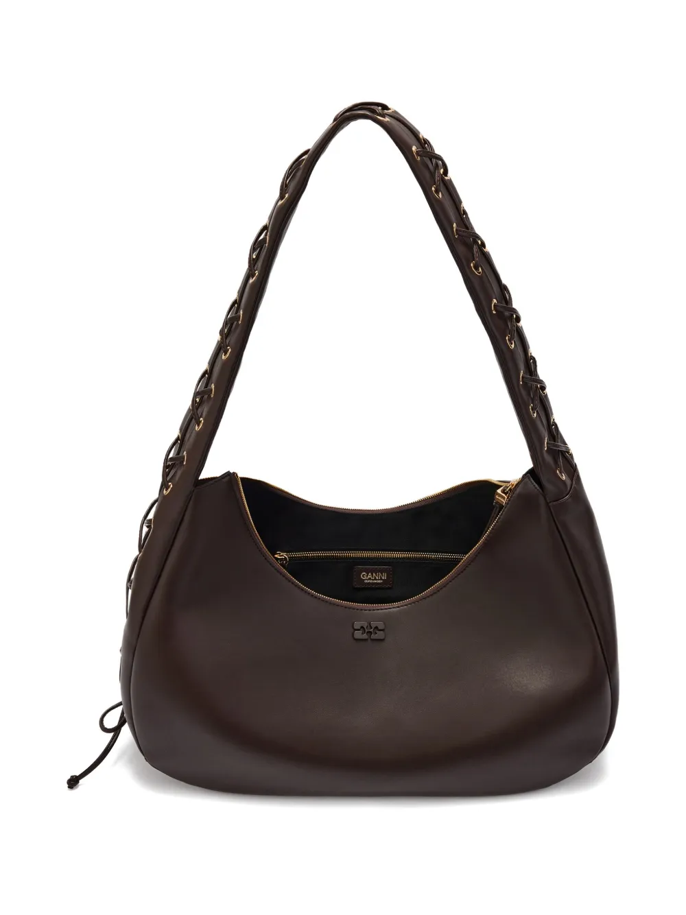 GANNI Hobo medium shoulder bag Bruin