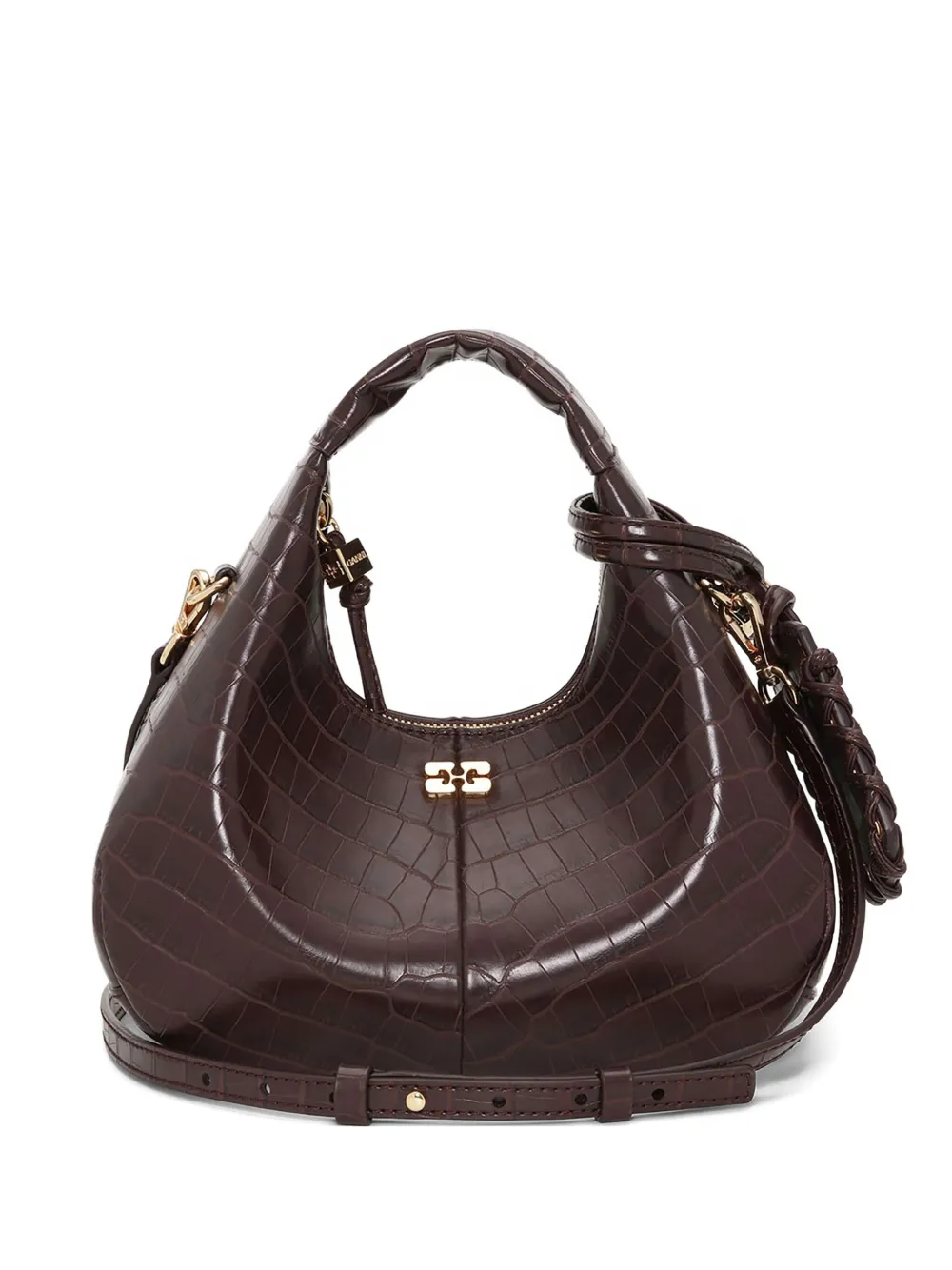 Ganni Mini Croc-embossed Leather Tote Bag