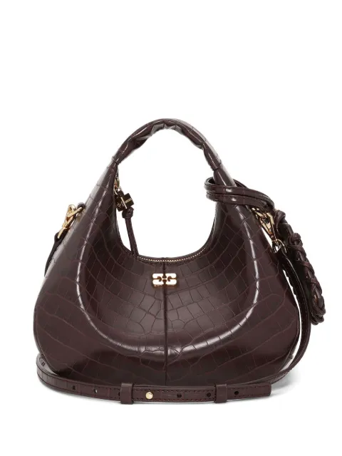 GANNI mini croc-embossed leather tote bag