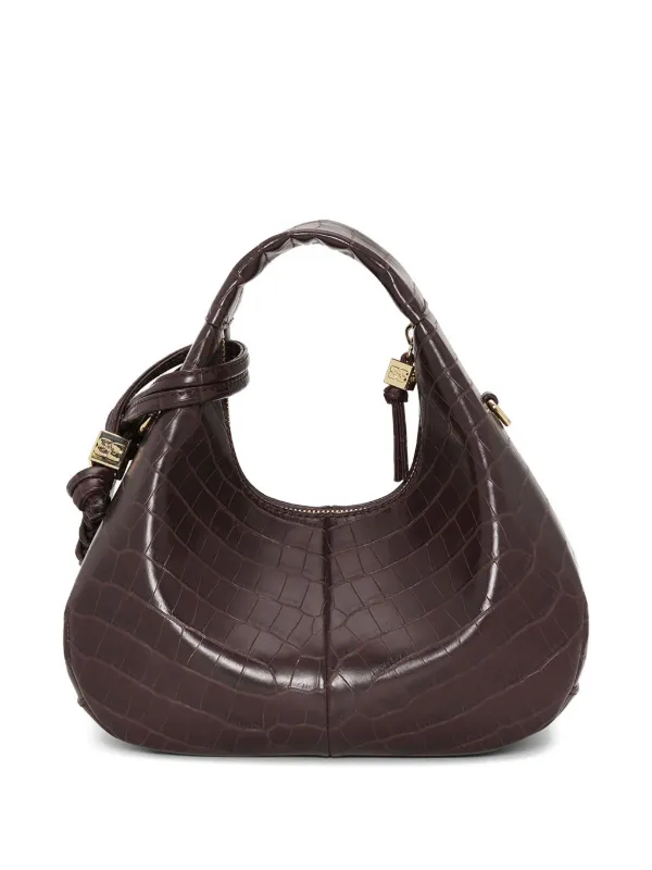 GANNI Mini croc-embossed Leather Tote Bag | Brown | FARFETCH GANNI Mini croc-embossed Leather Tote Bag | Brown | FARFETCH