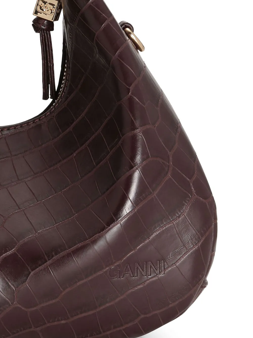 Ganni Mini Croc-embossed Leather Tote Bag