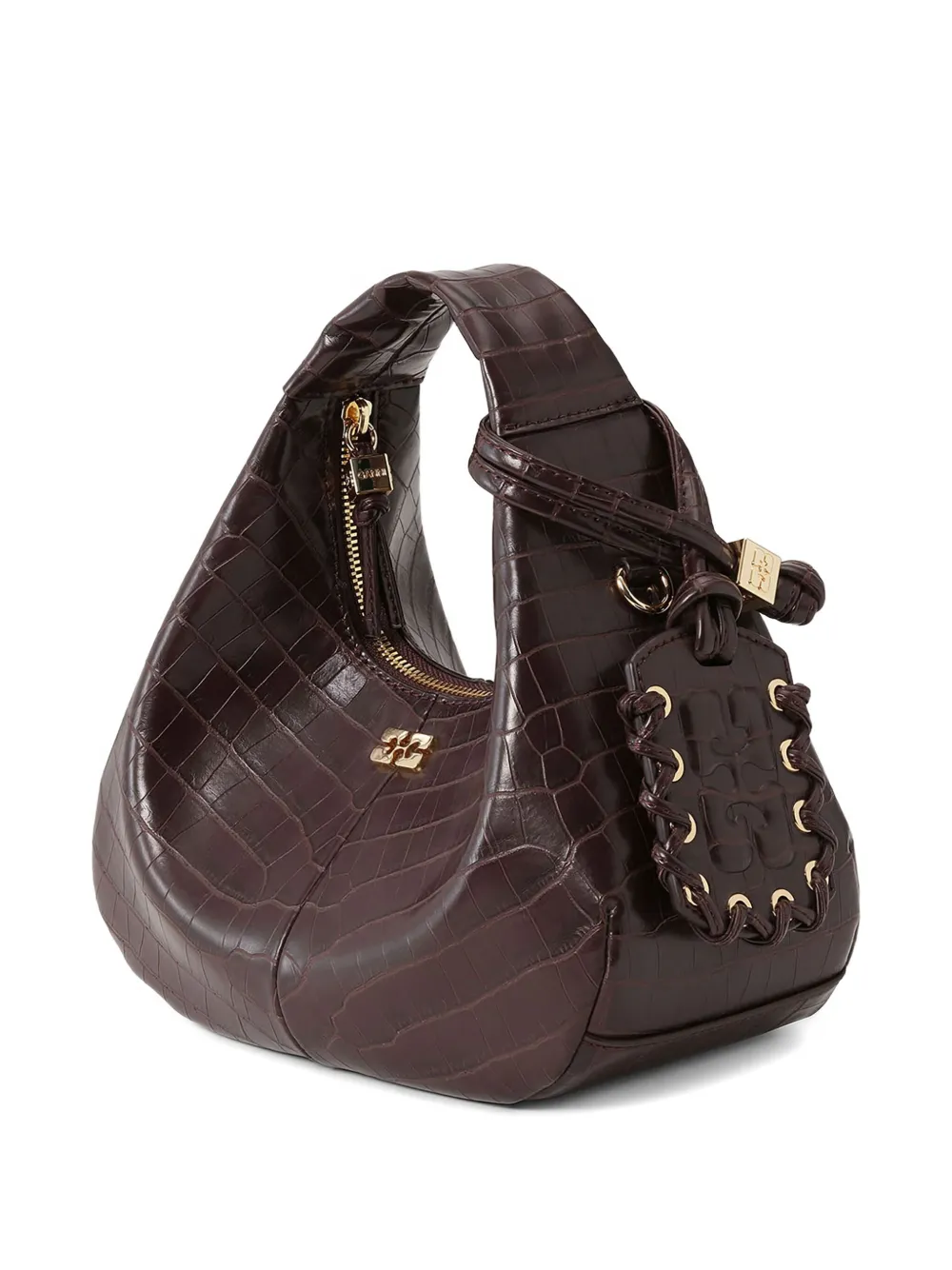 Ganni Mini Croc-embossed Leather Tote Bag