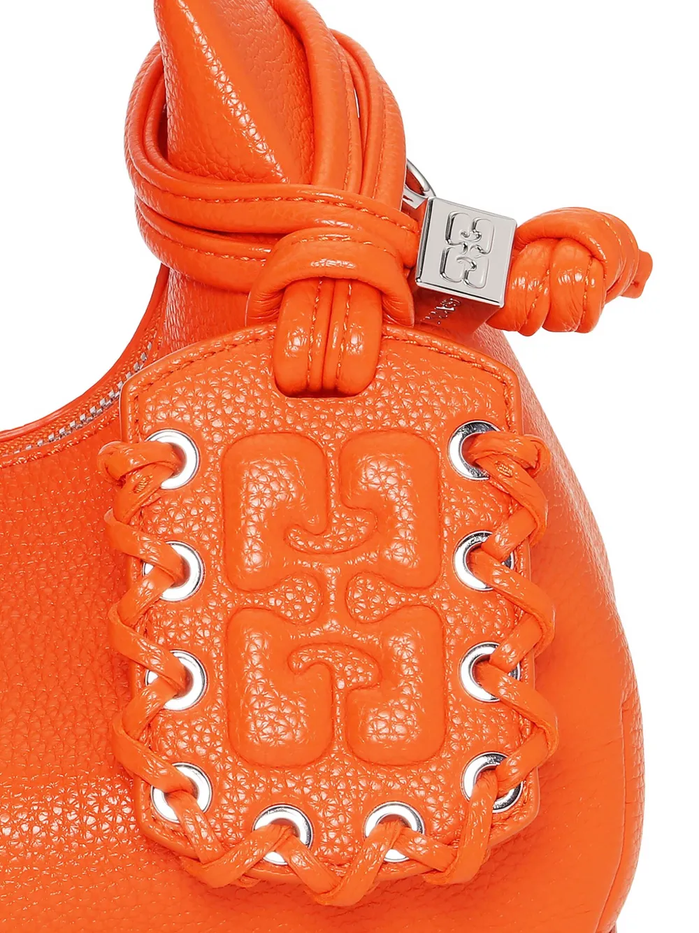 GANNI Leren mini-shopper met textuur Oranje