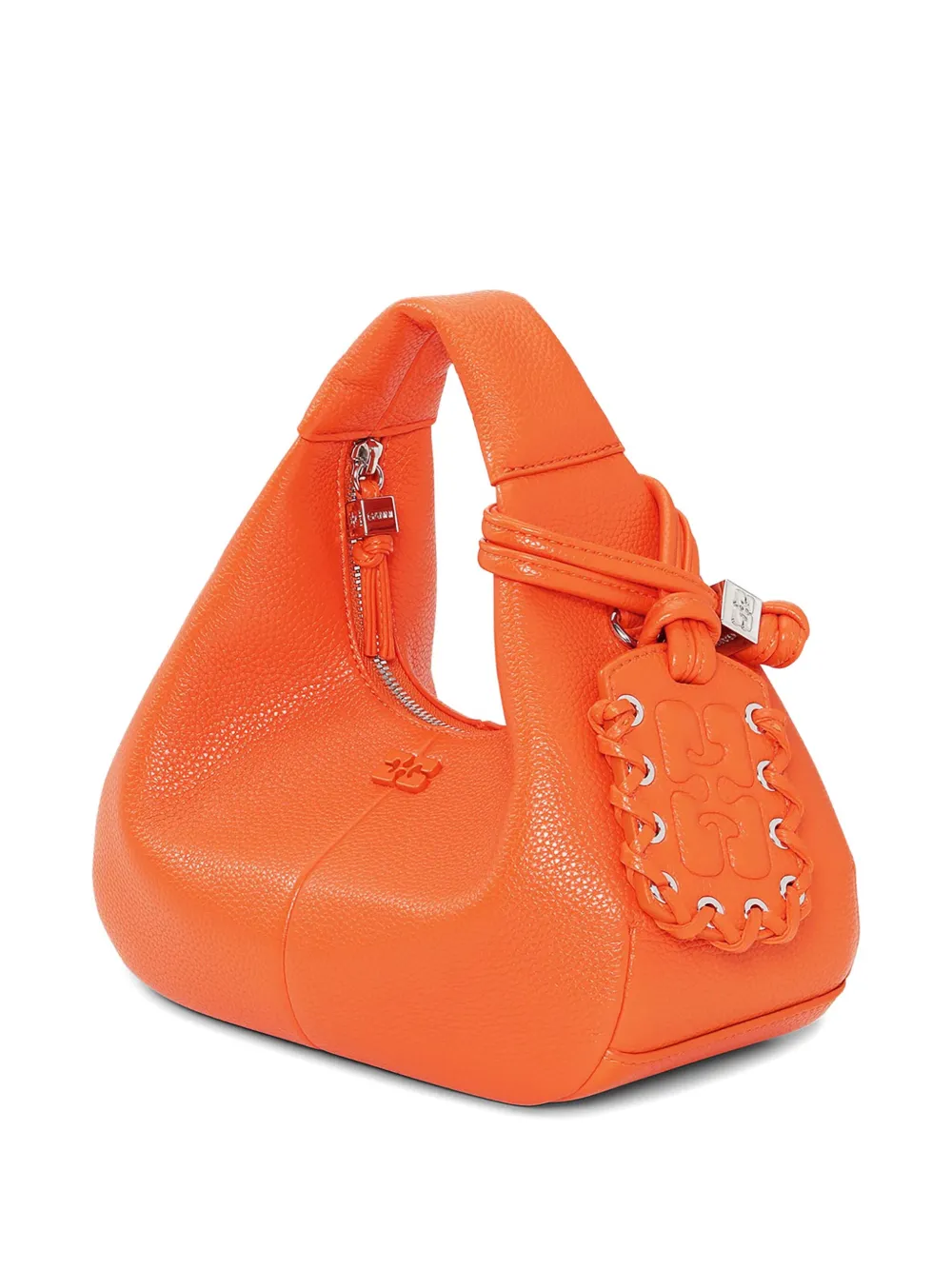 GANNI Leren mini-shopper met textuur Oranje