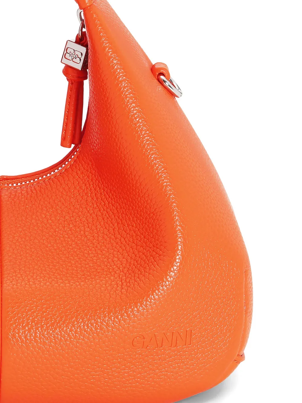 GANNI Leren mini-shopper met textuur Oranje