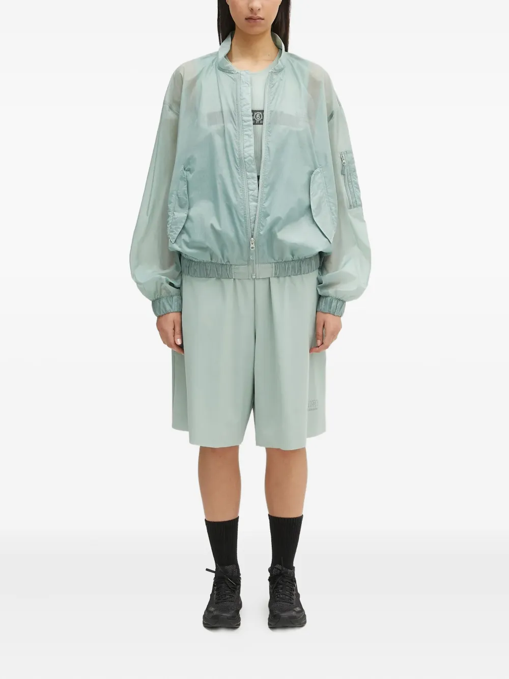 MM6 Maison Margiela Bomberjack met rits Groen