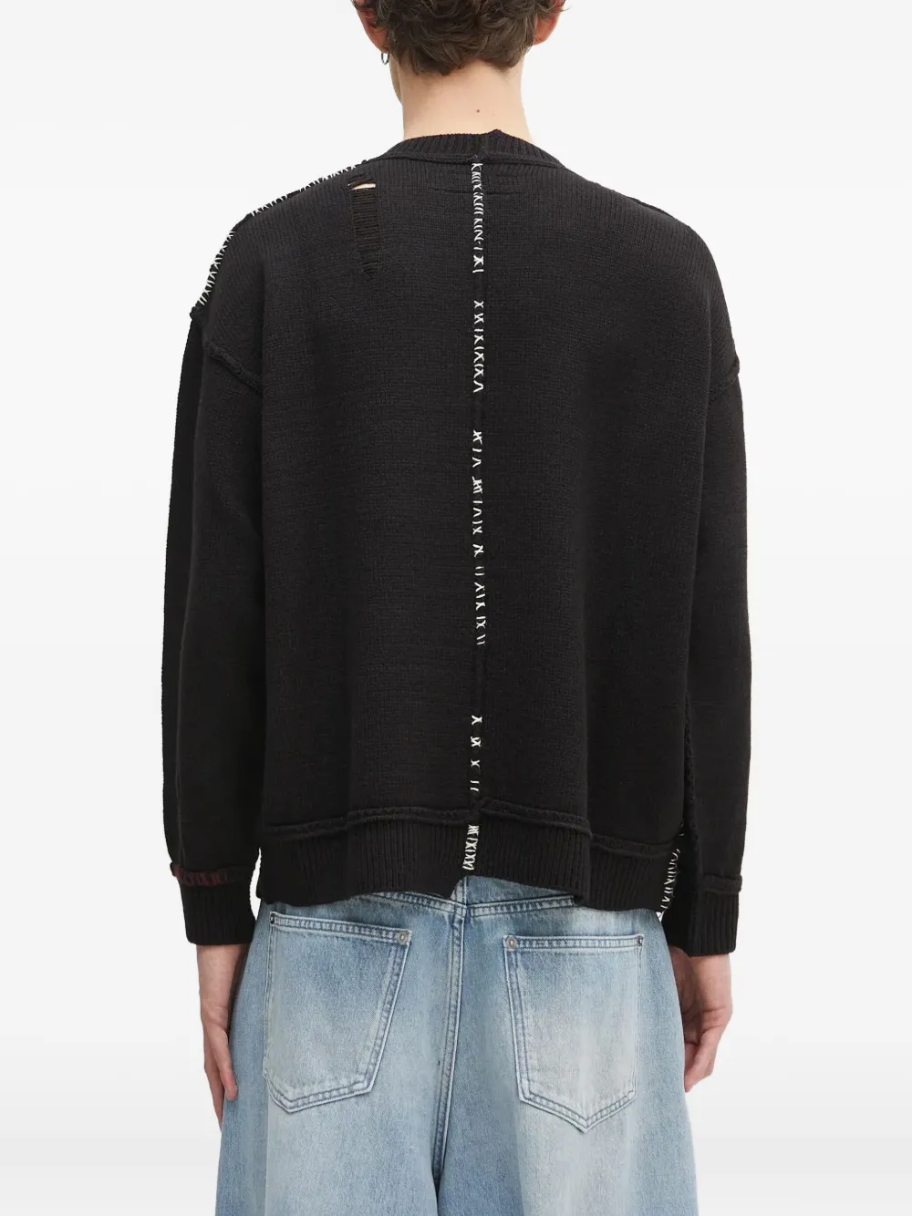 Neighborhood distressed-detail crew-neck jumper Zwart