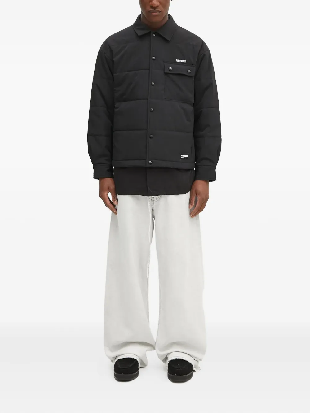 Neighborhood Gewatteerd shirtjack Zwart