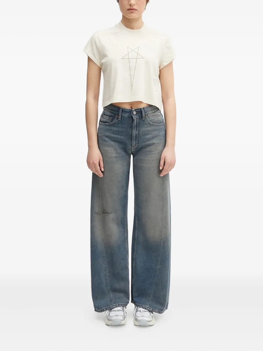 MM6 Maison Margiela Jeans met wijde pijpen en vervaagd effect Blauw