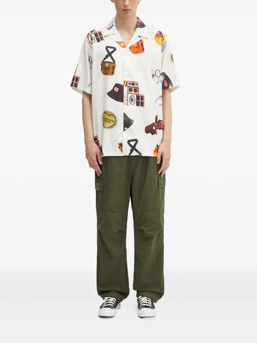 Neighborhood cotton-blend cargo trousers Groen