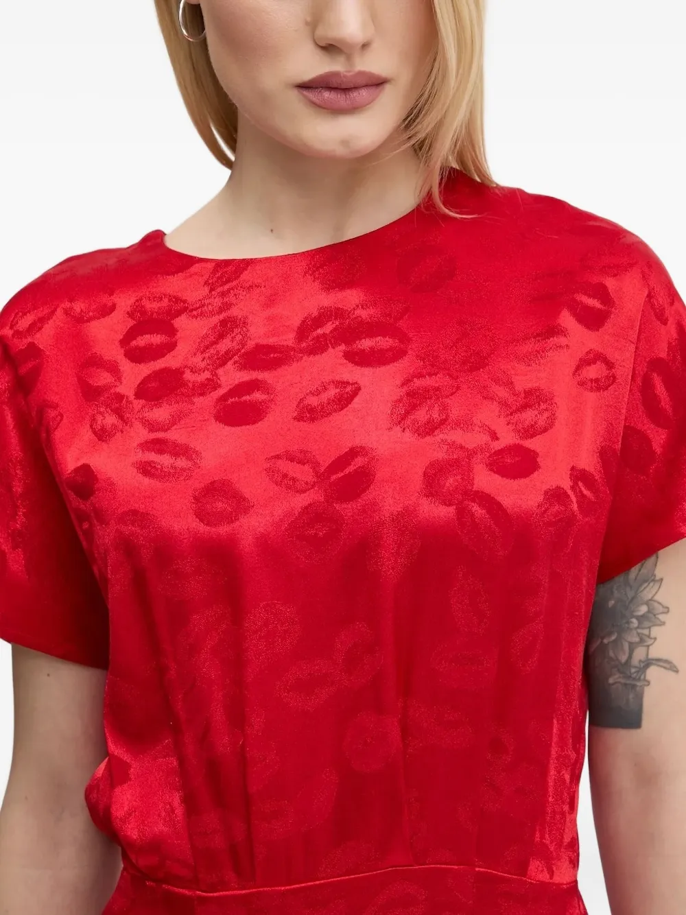 NEVER FULLY DRESSED Midi-jurk met print Rood