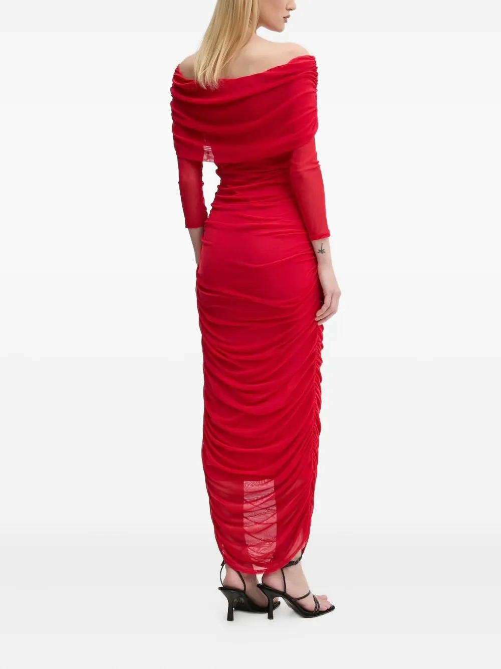 NEVER FULLY DRESSED Off-shoulder maxi-jurk - Rood