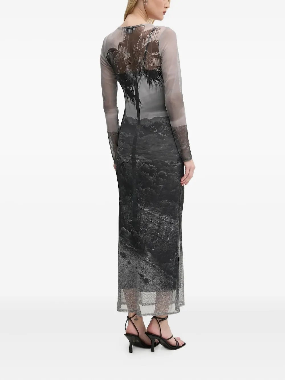 Never Fully Dressed Palm-tree Print Midi Dress In Black