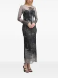 NEVER FULLY DRESSED palm-tree print midi dress - Black
