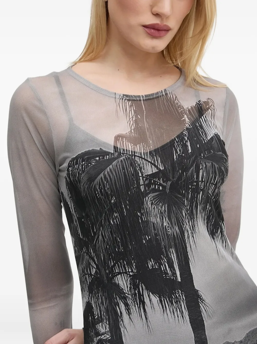 Never Fully Dressed Palm-tree Print Midi Dress In Black